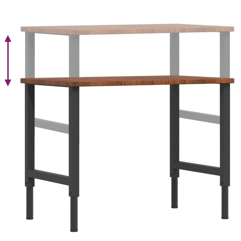 Casa si Gradina - Constructii - Scule de mana si unelte - Mese si bancuri de lucru - Banc lucru maro 100x60x(71,5-98)cm lemn masiv stejar dreptunghi, maro închis și negru - Infinity.ro