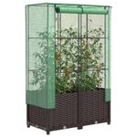 Casa si Gradina - Gradinarit si plante - Plante si ghivece - Ghivece si suporturi - Strat inaltat cu husa de sera, aspect ratan, 80x40x138 cm, maro - Infinity.ro