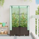 Casa si Gradina - Gradinarit si plante - Plante si ghivece - Ghivece si suporturi - Strat inaltat cu husa de sera, aspect ratan, 80x40x138 cm, maro - Infinity.ro
