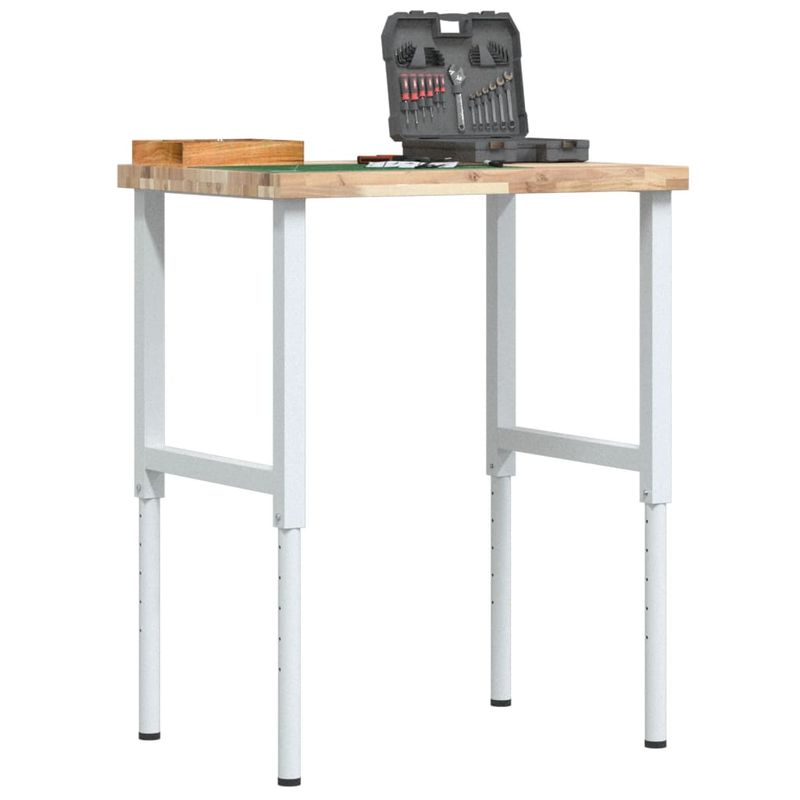 Casa si Gradina - Constructii - Scule de mana si unelte - Mese si bancuri de lucru - Banc lucru 80x60x(73-99,5) cm lemn masiv acacia dreptunghiular, maro și alb - Infinity.ro