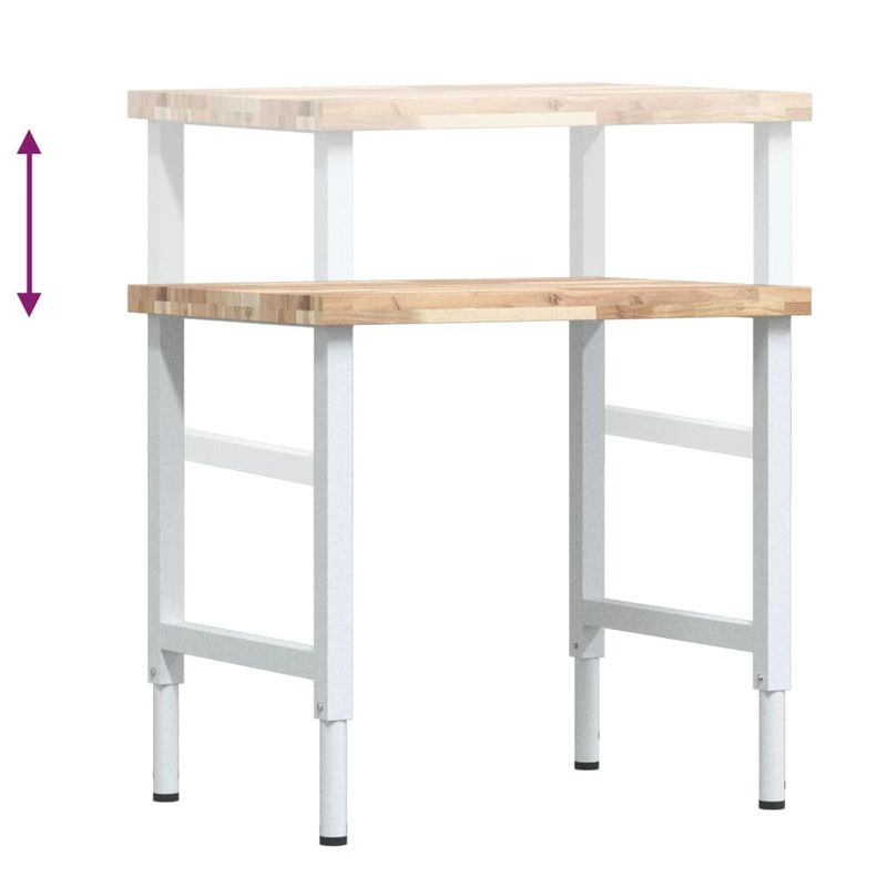 Casa si Gradina - Constructii - Scule de mana si unelte - Mese si bancuri de lucru - Banc lucru 80x60x(73-99,5) cm lemn masiv acacia dreptunghiular, maro și alb - Infinity.ro