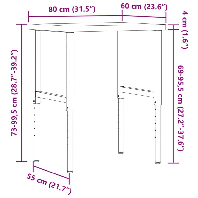 Casa si Gradina - Constructii - Scule de mana si unelte - Mese si bancuri de lucru - Banc lucru 80x60x(73-99,5) cm lemn masiv acacia dreptunghiular, maro și alb - Infinity.ro