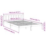 Casa si Gradina - Mobilier - Paturi si accesorii - Paturi - Cadru pat foarte lung fara saltea alb 140x210 cm lemn masiv pin - Infinity.ro