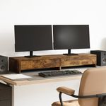 Laptop, Telefoane si Tablete - Laptopuri si accesorii - Accesorii Laptop - Standuri/Coolere notebook - Suport monitor cu sertare, stejar fumuriu, 100x27x15 cm, lemn - Infinity.ro