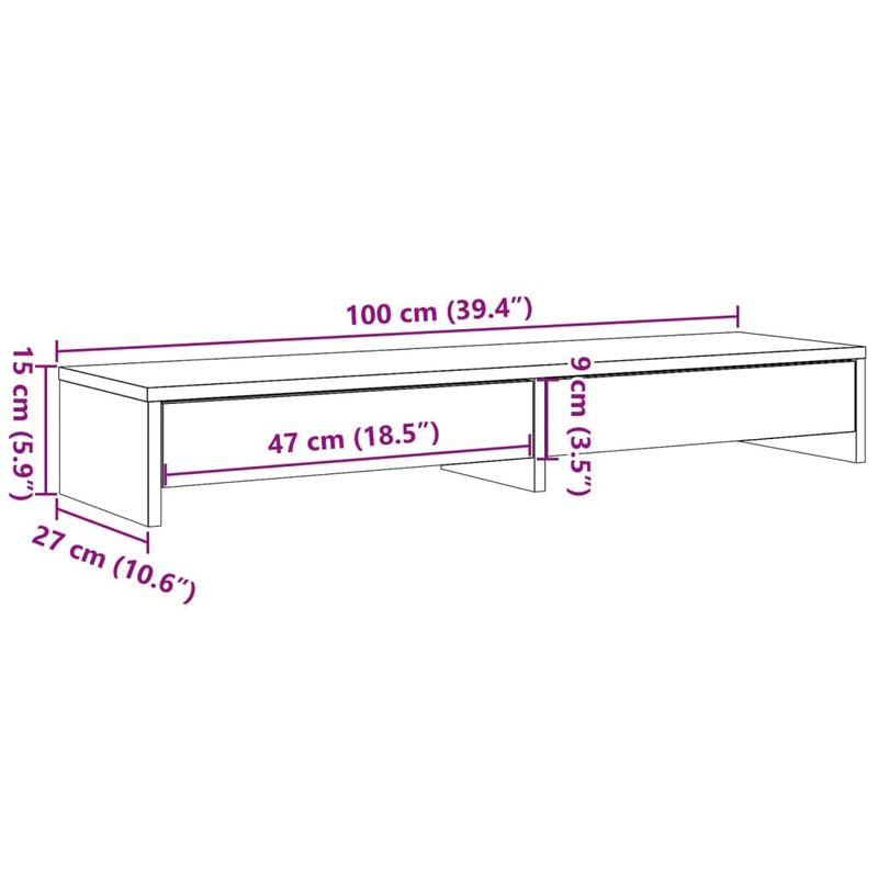 Laptop, Telefoane si Tablete - Laptopuri si accesorii - Accesorii Laptop - Standuri/Coolere notebook - Suport monitor cu sertare, stejar fumuriu, 100x27x15 cm, lemn - Infinity.ro