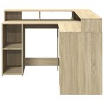 Casa si Gradina - Mobilier - Mese si birouri - Birouri - Birou cu lumini LED stejar sonoma 130x130x91 cm, lemn prelucrat - Infinity.ro