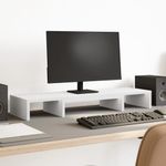 PC, gaming si accesorii - Desktop PC & monitoare - Accesorii monitoare - Suport monitor reglabil, alb, 80x24x10,5 cm, lemn prelucrat - Infinity.ro