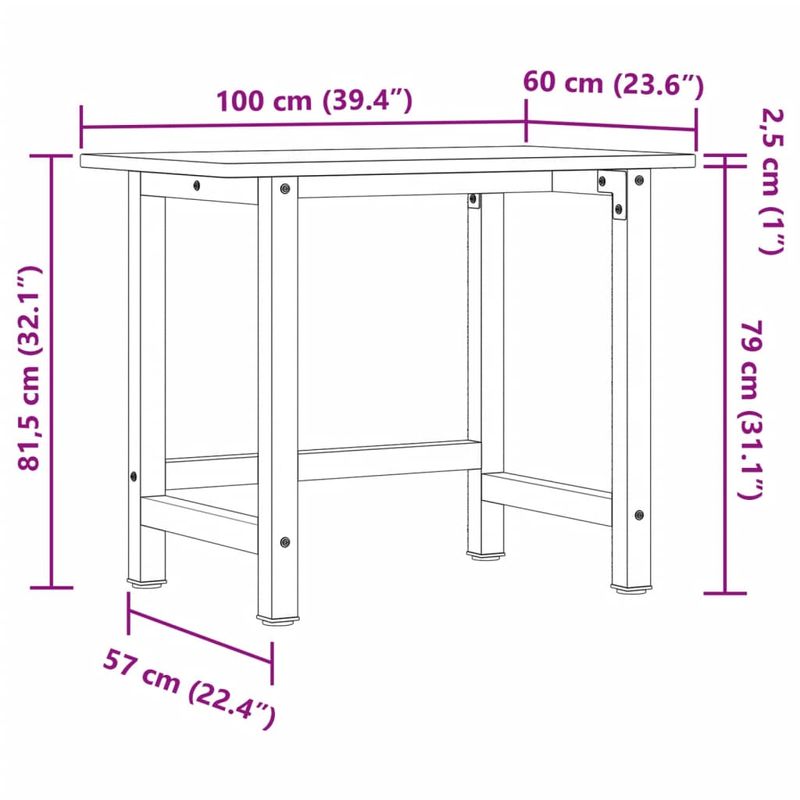 Casa si Gradina - Constructii - Scule de mana si unelte - Mese si bancuri de lucru - Banc de lucru 100x60x81,5 cm lemn masiv fag, dreptunghiular, maro închis - Infinity.ro