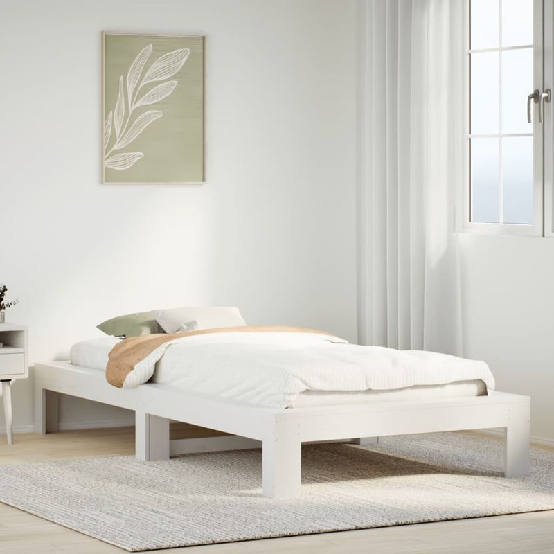 Casa si Gradina - Mobilier - Paturi si accesorii - Paturi - Cadru pat fara saltea, alb, 100x200 cm, lemn masiv pin - Infinity.ro
