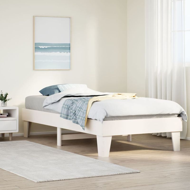 Casa si Gradina - Mobilier - Paturi si accesorii - Paturi - Cadru de pat fara saltea, alb, 75x190 cm, lemn masiv de pin - Infinity.ro