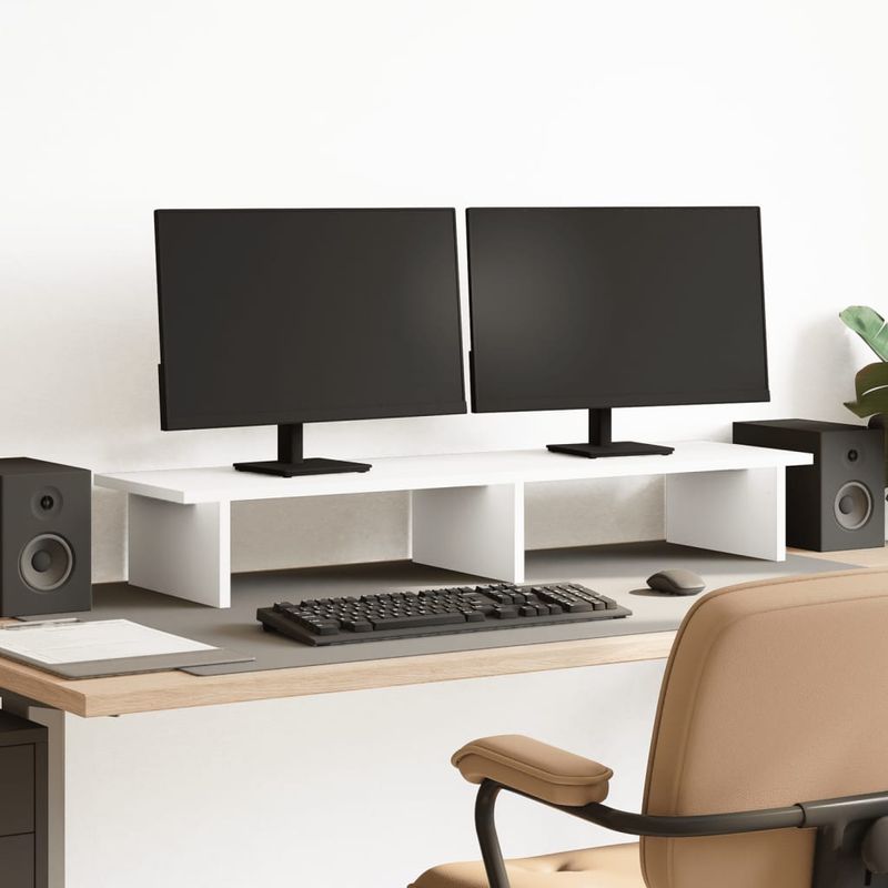 PC, gaming si accesorii - Desktop PC & monitoare - Accesorii monitoare - Suport monitor, alb, 100x27x15 cm, lemn prelucrat - Infinity.ro