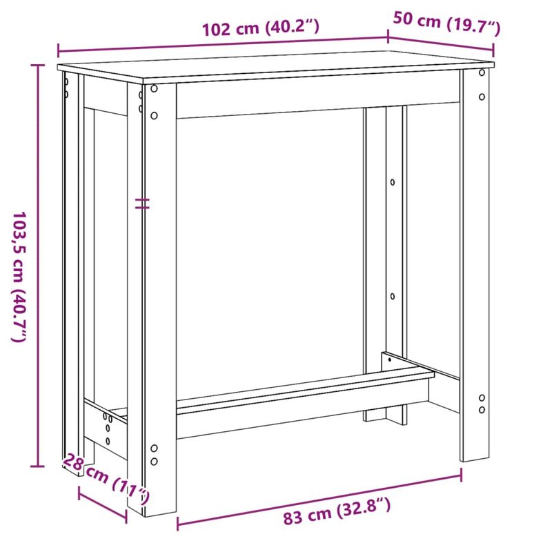 Casa si Gradina - Mobilier - Mese si birouri - Mese bucatarie si dining - Masa de bar, alb, 102x50x103,5 cm, lemn prelucrat - Infinity.ro