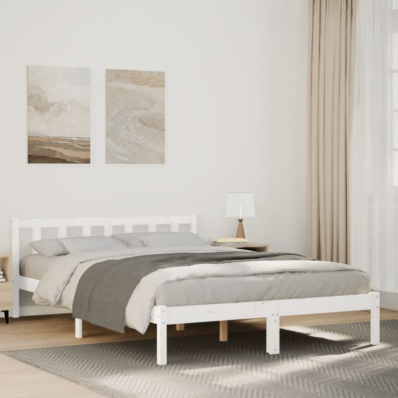 Casa si Gradina - Mobilier - Paturi si accesorii - Paturi - Cadru pat foarte lung fara saltea alb 160x210 cm lemn masiv pin - Infinity.ro