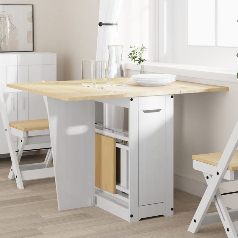 Casa si Gradina - Mobilier - Mese si birouri - Mese bucatarie si dining - Masa tip fluture pliabila „Corona”, alb, lemn masiv pin - Infinity.ro