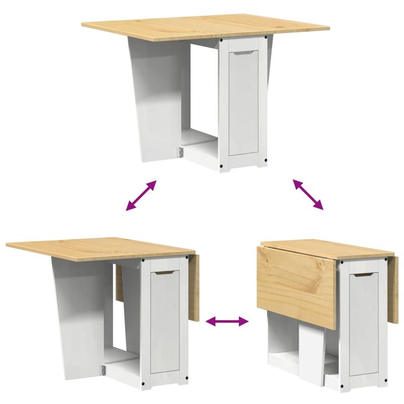 Casa si Gradina - Mobilier - Mese si birouri - Mese bucatarie si dining - Masa tip fluture pliabila „Corona”, alb, lemn masiv pin - Infinity.ro