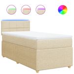Casa si Gradina - Mobilier - Paturi si accesorii - Paturi - Pat box spring cu saltea, crem, 90x190 cm, textil - Infinity.ro
