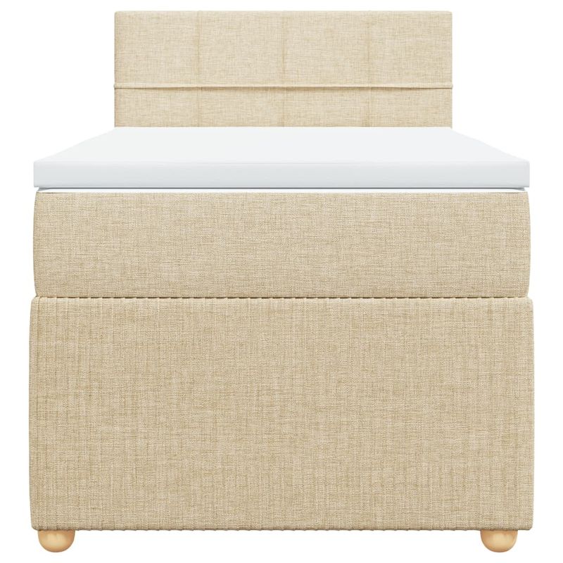 Casa si Gradina - Mobilier - Paturi si accesorii - Paturi - Pat box spring cu saltea, crem, 90x190 cm, textil - Infinity.ro