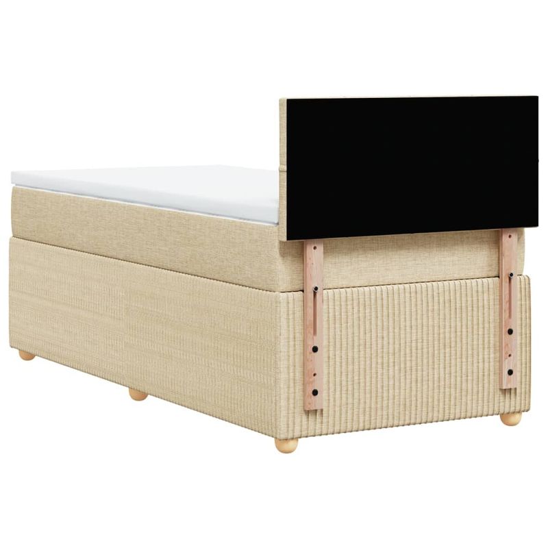 Casa si Gradina - Mobilier - Paturi si accesorii - Paturi - Pat box spring cu saltea, crem, 90x190 cm, textil - Infinity.ro