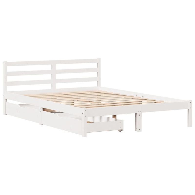 Casa si Gradina - Mobilier - Paturi si accesorii - Paturi - Cadru de pat fara saltea, alb, 140x200 cm, lemn masiv pin - Infinity.ro