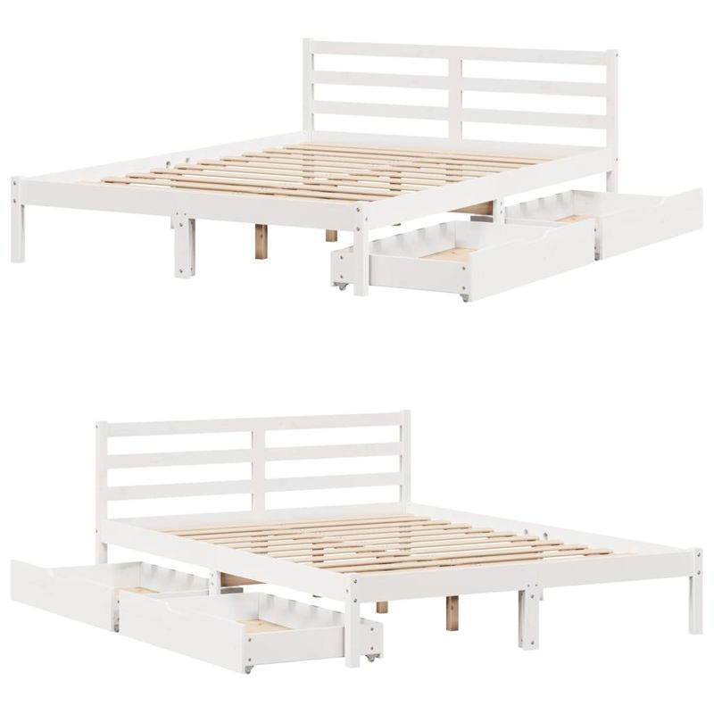 Casa si Gradina - Mobilier - Paturi si accesorii - Paturi - Cadru de pat fara saltea, alb, 140x200 cm, lemn masiv pin - Infinity.ro