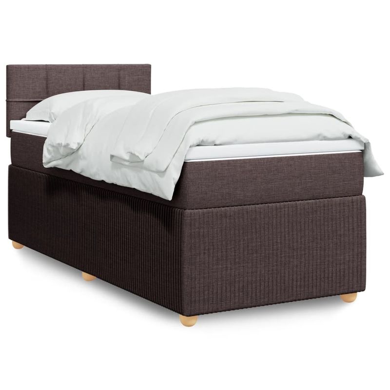 Casa si Gradina - Mobilier - Paturi si accesorii - Paturi - Pat box spring cu saltea, maro inchis, 80x200 cm, textil - Infinity.ro