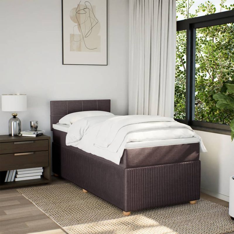 Casa si Gradina - Mobilier - Paturi si accesorii - Paturi - Pat box spring cu saltea, maro inchis, 80x200 cm, textil - Infinity.ro