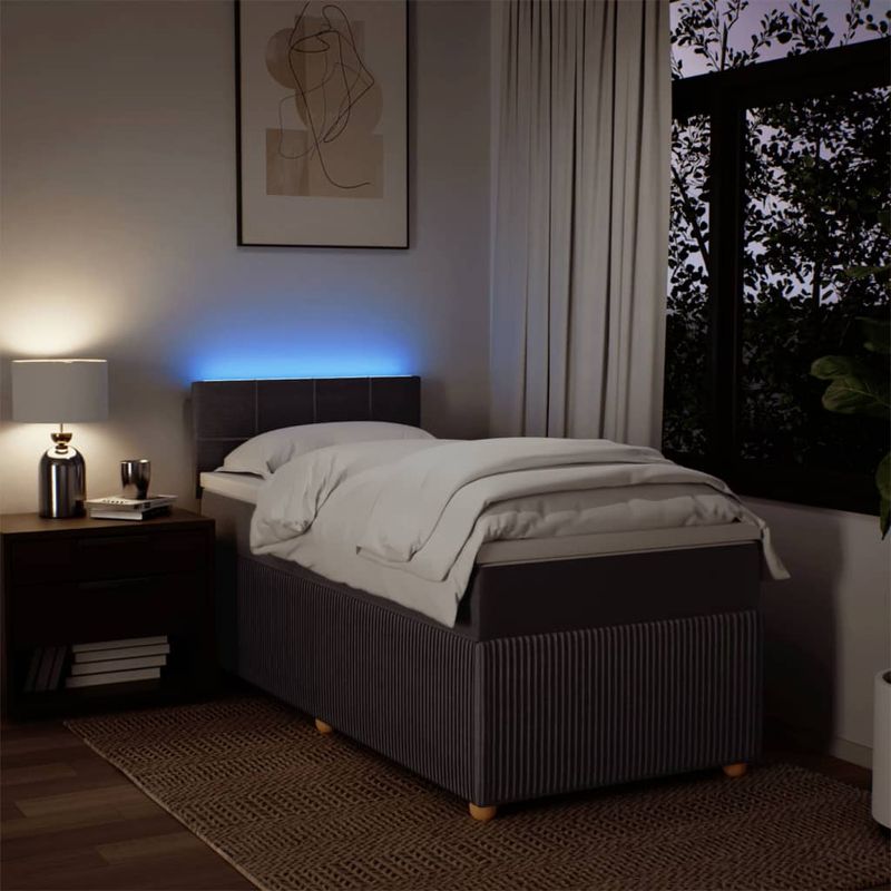 Casa si Gradina - Mobilier - Paturi si accesorii - Paturi - Pat box spring cu saltea, maro inchis, 80x200 cm, textil - Infinity.ro