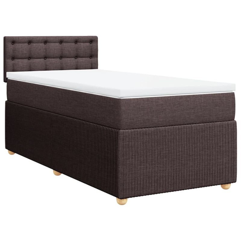 Casa si Gradina - Mobilier - Paturi si accesorii - Paturi - Pat box spring cu saltea, maro inchis, 80x200 cm, textil - Infinity.ro