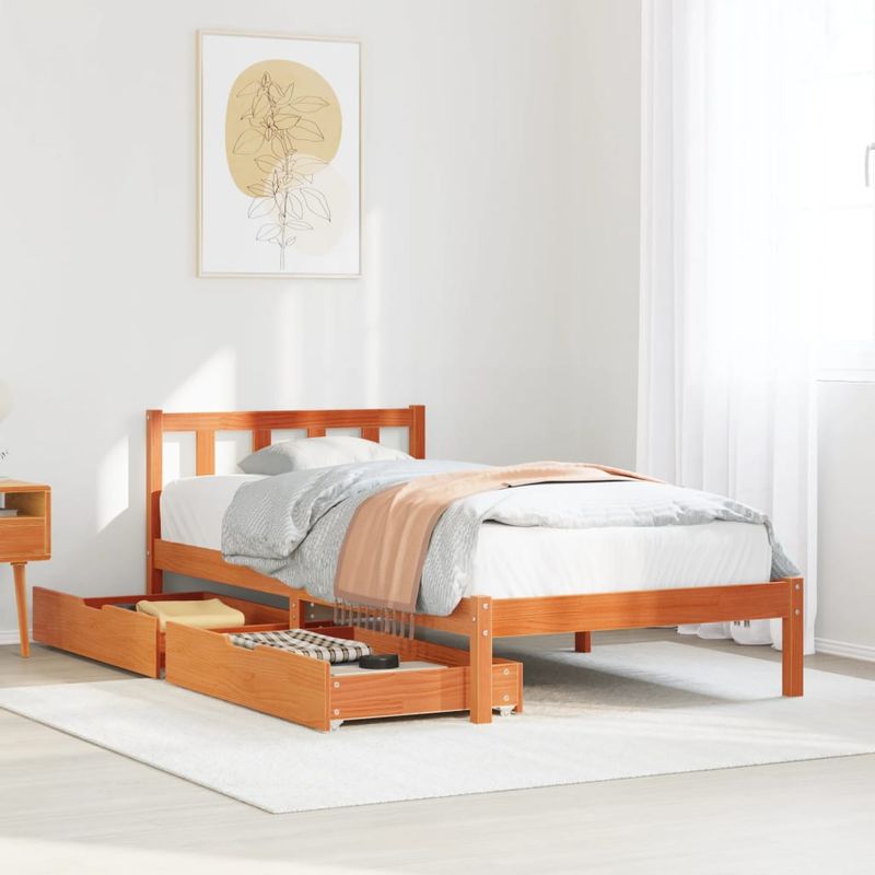 Casa si Gradina - Mobilier - Paturi si accesorii - Paturi - Pat de zi fara saltea, maro ceruit, 90x200 cm, lemn masiv pin - Infinity.ro