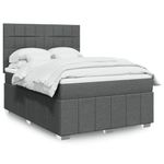 Casa si Gradina - Mobilier - Paturi si accesorii - Paturi - Pat box spring cu saltea, gri inchis, 140x190 cm, textil - Infinity.ro