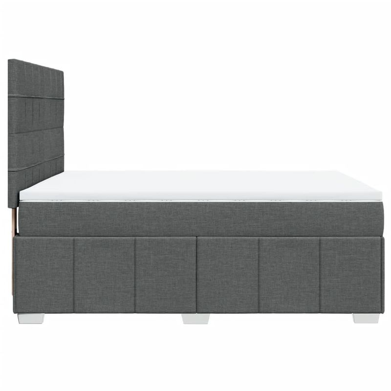 Casa si Gradina - Mobilier - Paturi si accesorii - Paturi - Pat box spring cu saltea, gri inchis, 140x190 cm, textil - Infinity.ro