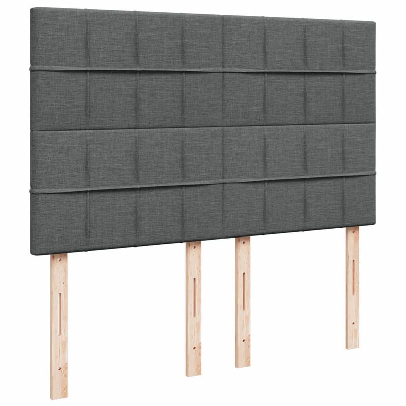 Casa si Gradina - Mobilier - Paturi si accesorii - Paturi - Pat box spring cu saltea, gri inchis, 140x190 cm, textil - Infinity.ro