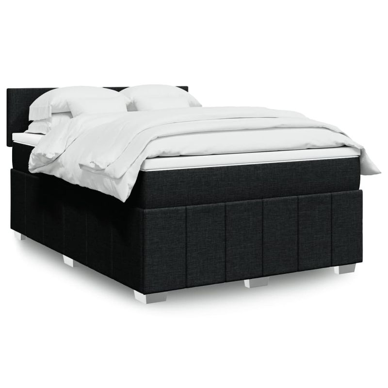 Casa si Gradina - Mobilier - Paturi si accesorii - Paturi - Pat box spring cu saltea, negru, 140x190 cm, textil - Infinity.ro