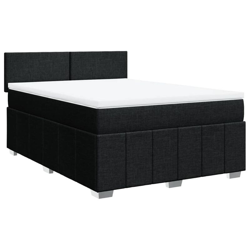 Casa si Gradina - Mobilier - Paturi si accesorii - Paturi - Pat box spring cu saltea, negru, 140x190 cm, textil - Infinity.ro