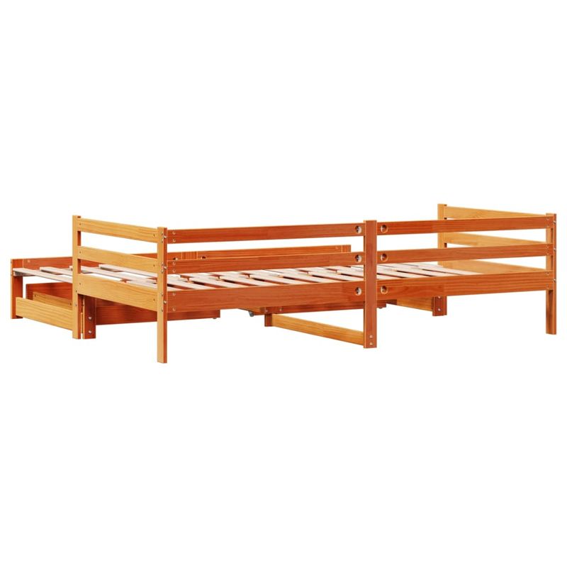 Casa si Gradina - Mobilier - Paturi si accesorii - Paturi - Pat zi cu extensie/sertare maro ceruit 90x190 cm lemn masiv pin - Infinity.ro