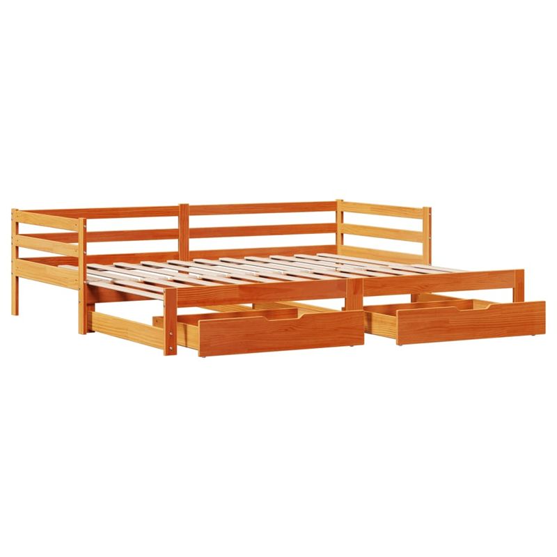 Casa si Gradina - Mobilier - Paturi si accesorii - Paturi - Pat zi cu extensie/sertare maro ceruit 90x190 cm lemn masiv pin - Infinity.ro