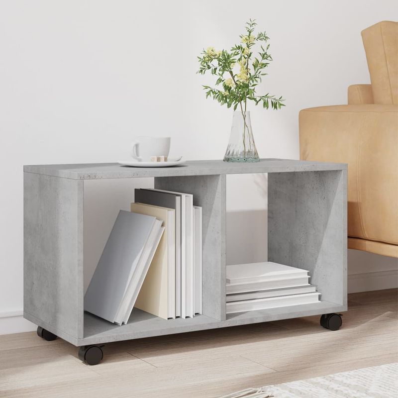 Casa si Gradina - Mobilier - Mobilier baie - Comode baie - Dulap cu roti, gri beton, 72x33x42,5 cm, lemn prelucrat - Infinity.ro