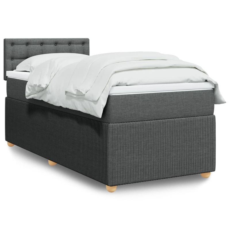 Casa si Gradina - Mobilier - Paturi si accesorii - Paturi - Pat box spring cu saltea, gri inchis, 80x200 cm, textil - Infinity.ro