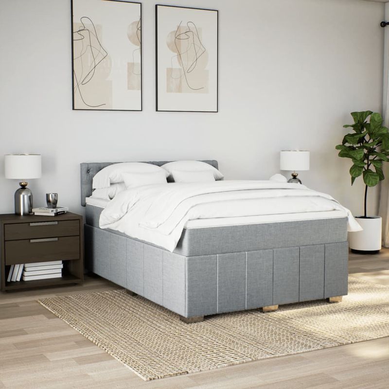 Casa si Gradina - Mobilier - Paturi si accesorii - Paturi - Pat continental, gri deschis, 140x200 cm, material textil - Infinity.ro