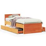 Casa si Gradina - Mobilier - Paturi si accesorii - Paturi - Cadru pat fara saltea/cu tablie maro 90x200 cm lemn masiv pin - Infinity.ro