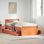 Casa si Gradina - Mobilier - Paturi si accesorii - Paturi - Cadru pat fara saltea/cu tablie maro 90x200 cm lemn masiv pin - Infinity.ro