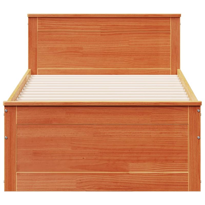 Casa si Gradina - Mobilier - Paturi si accesorii - Paturi - Cadru pat fara saltea/cu tablie maro 90x200 cm lemn masiv pin - Infinity.ro