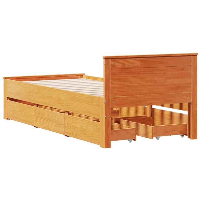 Casa si Gradina - Mobilier - Paturi si accesorii - Paturi - Cadru pat fara saltea/cu tablie maro 90x200 cm lemn masiv pin - Infinity.ro