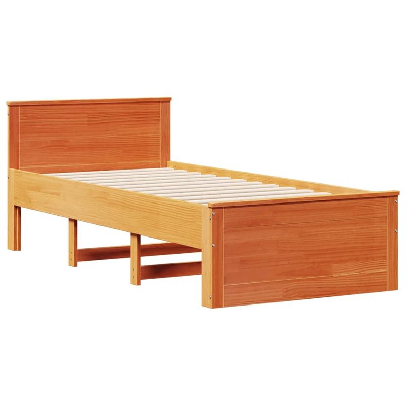 Casa si Gradina - Mobilier - Paturi si accesorii - Paturi - Cadru pat fara saltea/cu tablie maro 90x200 cm lemn masiv pin - Infinity.ro