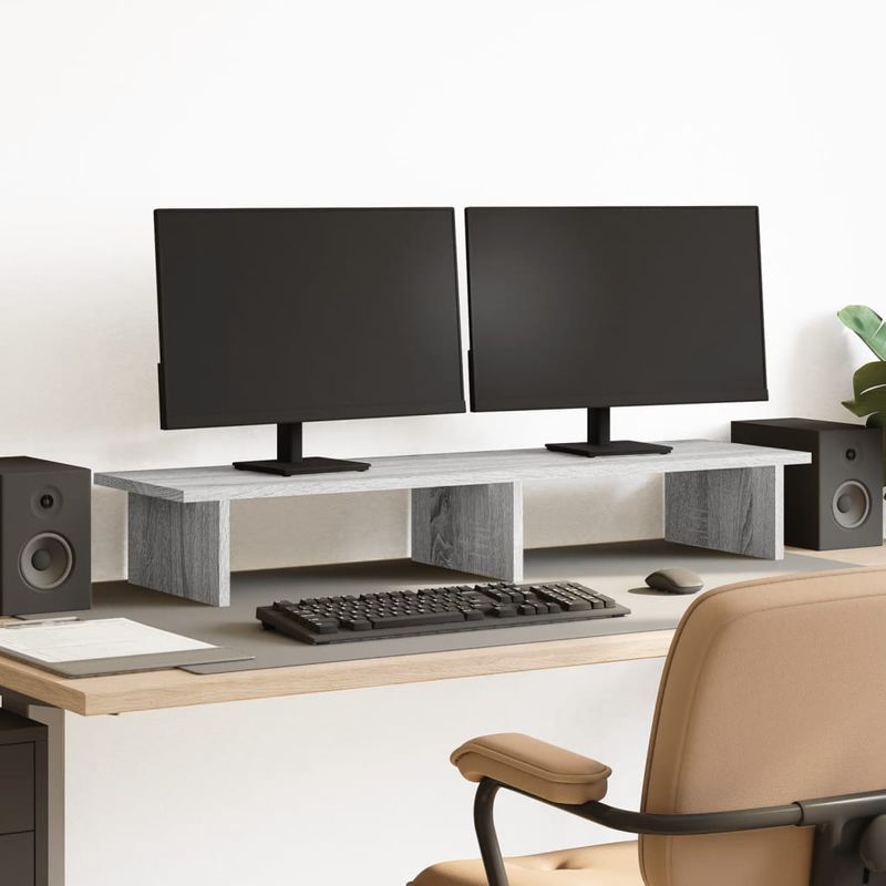 PC, gaming si accesorii - Desktop PC & monitoare - Accesorii monitoare - Suport monitor, sonoma gri, 100x27x15 cm, lemn prelucrat - Infinity.ro