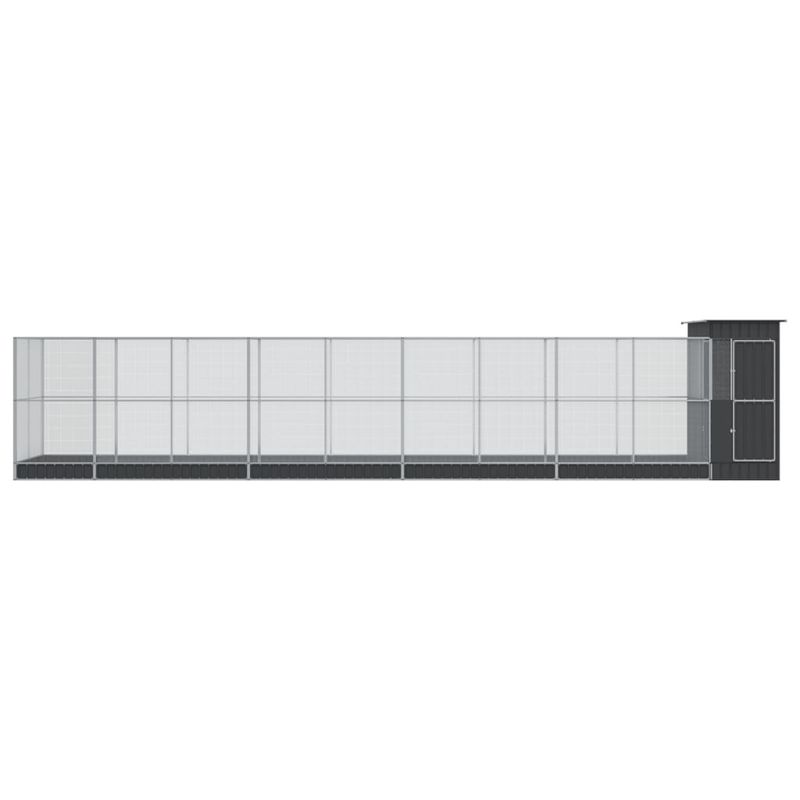 Petshop - Accesorii petshop - Culcusuri si custi - Tarcuri si colivii - Voliera de pasari cu extensie, argintiu, 1037x203x216 cm, otel - Infinity.ro
