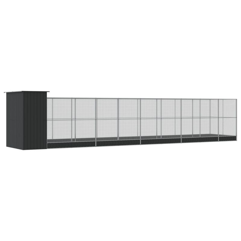 Petshop - Accesorii petshop - Culcusuri si custi - Tarcuri si colivii - Voliera de pasari cu extensie, argintiu, 1037x203x216 cm, otel - Infinity.ro