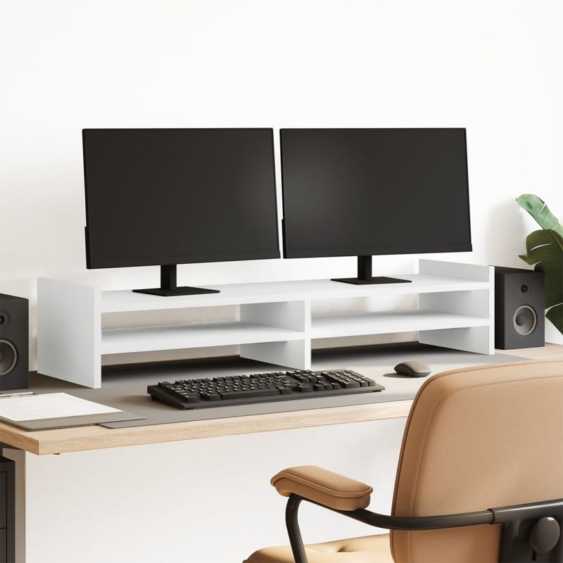 PC, gaming si accesorii - Desktop PC & monitoare - Accesorii monitoare - Suport monitor, alb, 100x27x20 cm, lemn prelucrat - Infinity.ro