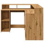 Casa si Gradina - Mobilier - Mese si birouri - Birouri - Birou lumini LED stejar artizanal 130x130x91cm lemn prelucrat - Infinity.ro