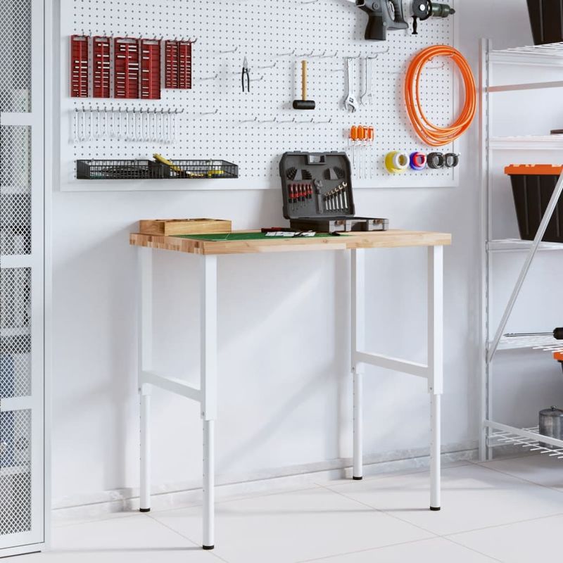 Casa si Gradina - Constructii - Scule de mana si unelte - Mese si bancuri de lucru - Banc lucru 100x60x(73-99,5) cm lemn masiv acacia dreptunghiular, maro și alb - Infinity.ro